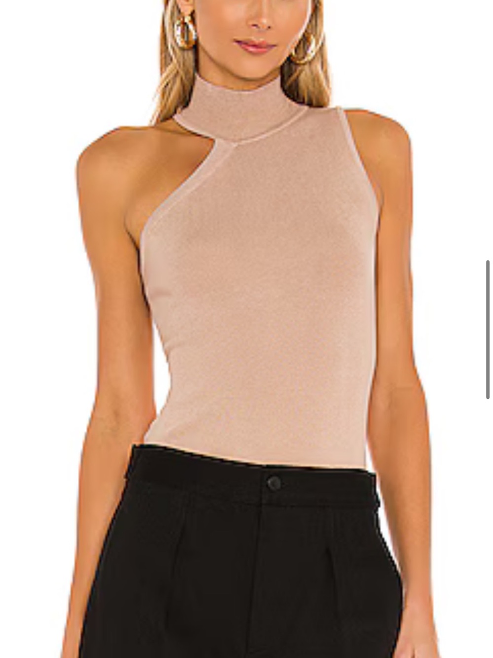 superdown One-Shoulder Mock Neck Tank in Blush